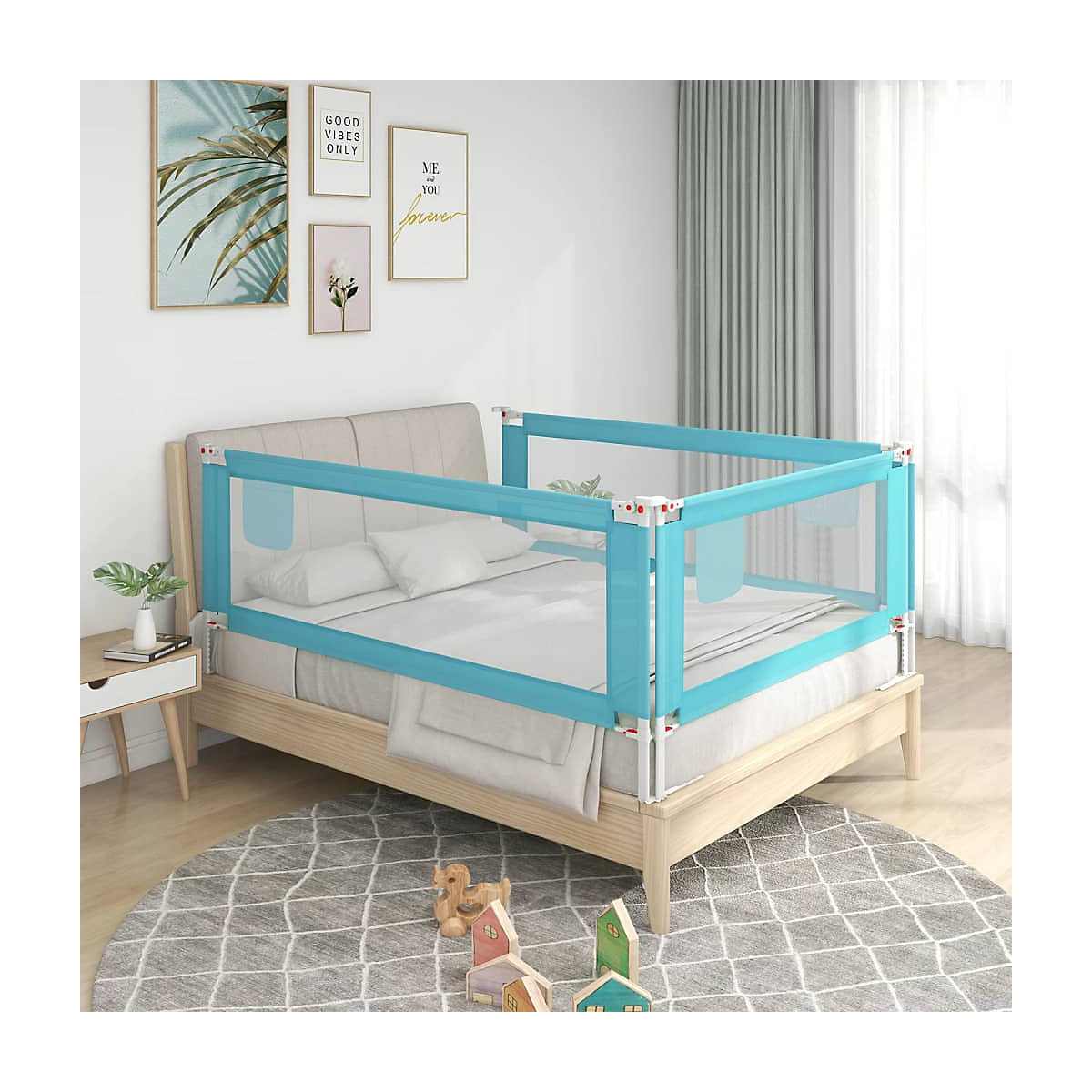 Kleinkind-Bettschutzgitter Blau 90x25 cm Stoff