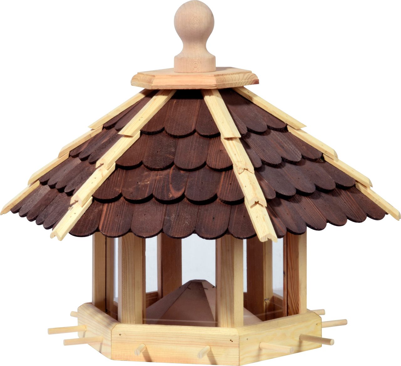 dobar Vogelhaus mit Futtersilo, braun