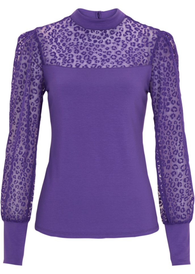 Shirt mit transparenten Ärmeln im trendigen Animal Design