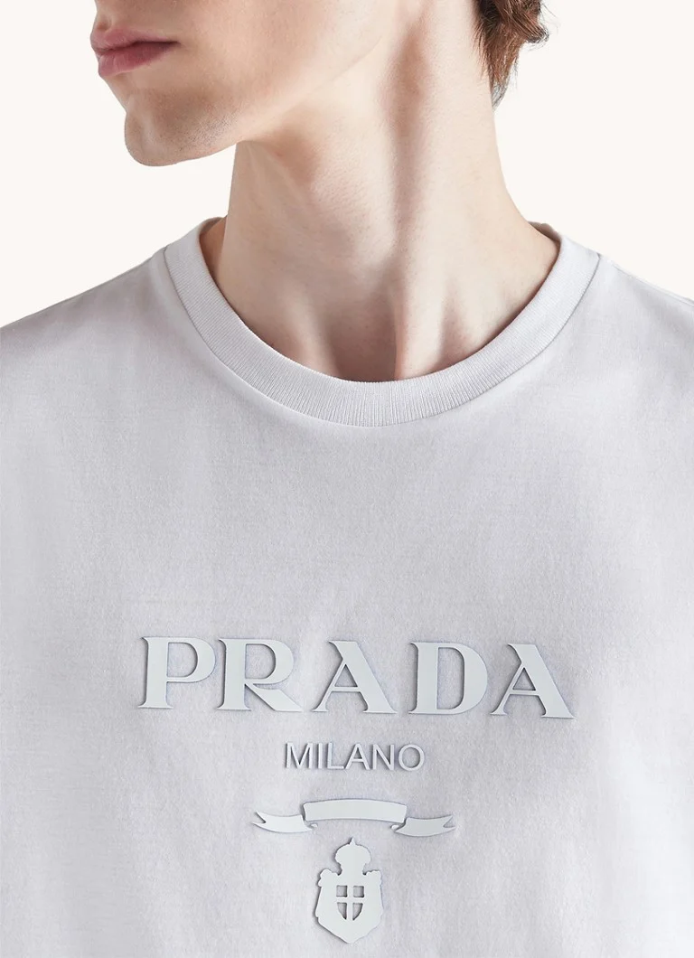 Tricou din bumbac cu logo Prada