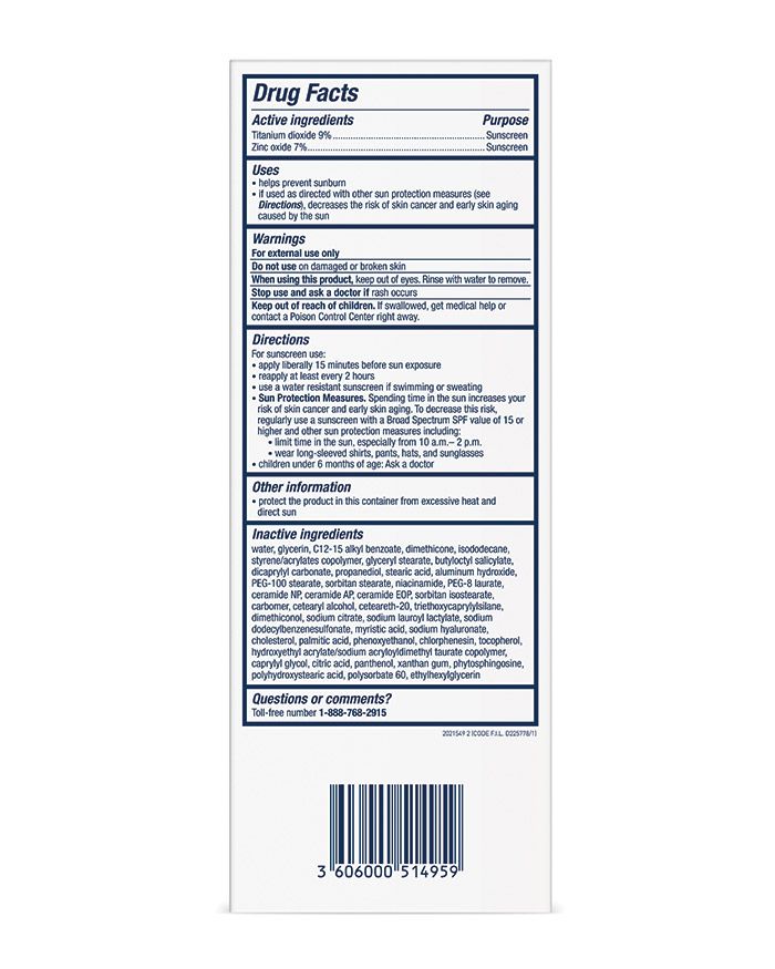 Lotion solaire minérale hydratante pour le visage SPF 50