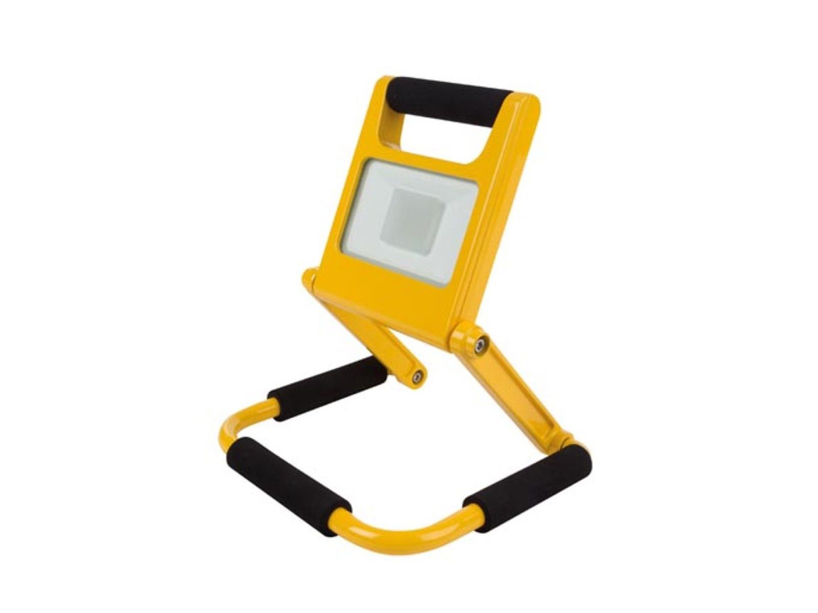 PEREL Baustrahler, LED fest integriert, Neutralweiß, Akku LED Arbeits Bau-Leuchte Werkstatt-Lampe, Handlampe IP 44, 10 Watt