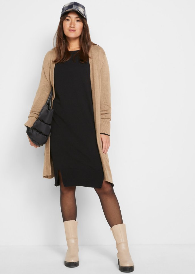 Strickkleid mit Schlitzdetail am Saum, knieumspielend