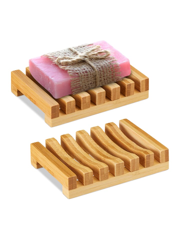 relaxdays 2 x Seifenschale Bambus günstig kaufen onesize