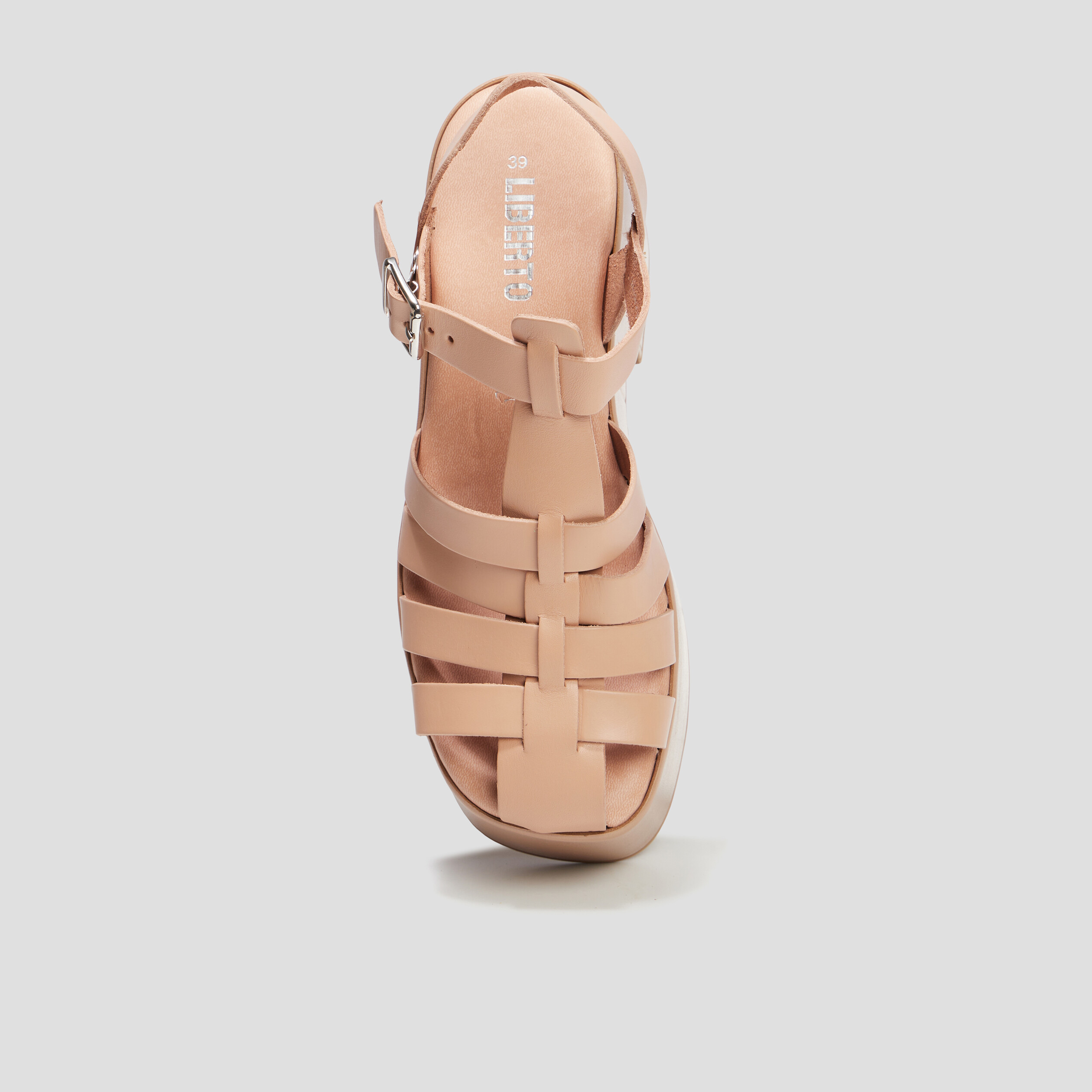 Sandales compensées en cuir Liberto rose femme | La Halle