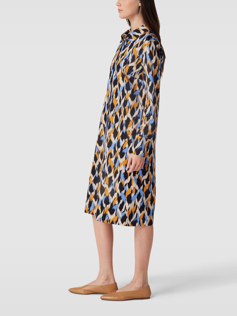 Blusenkleid mit Allover-Muster in marineblau