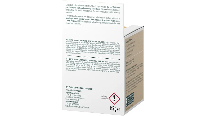 Kneipp Duftwelten Tiefen-Entspannung Sandelholz Patchouli Duftkerze 145 g