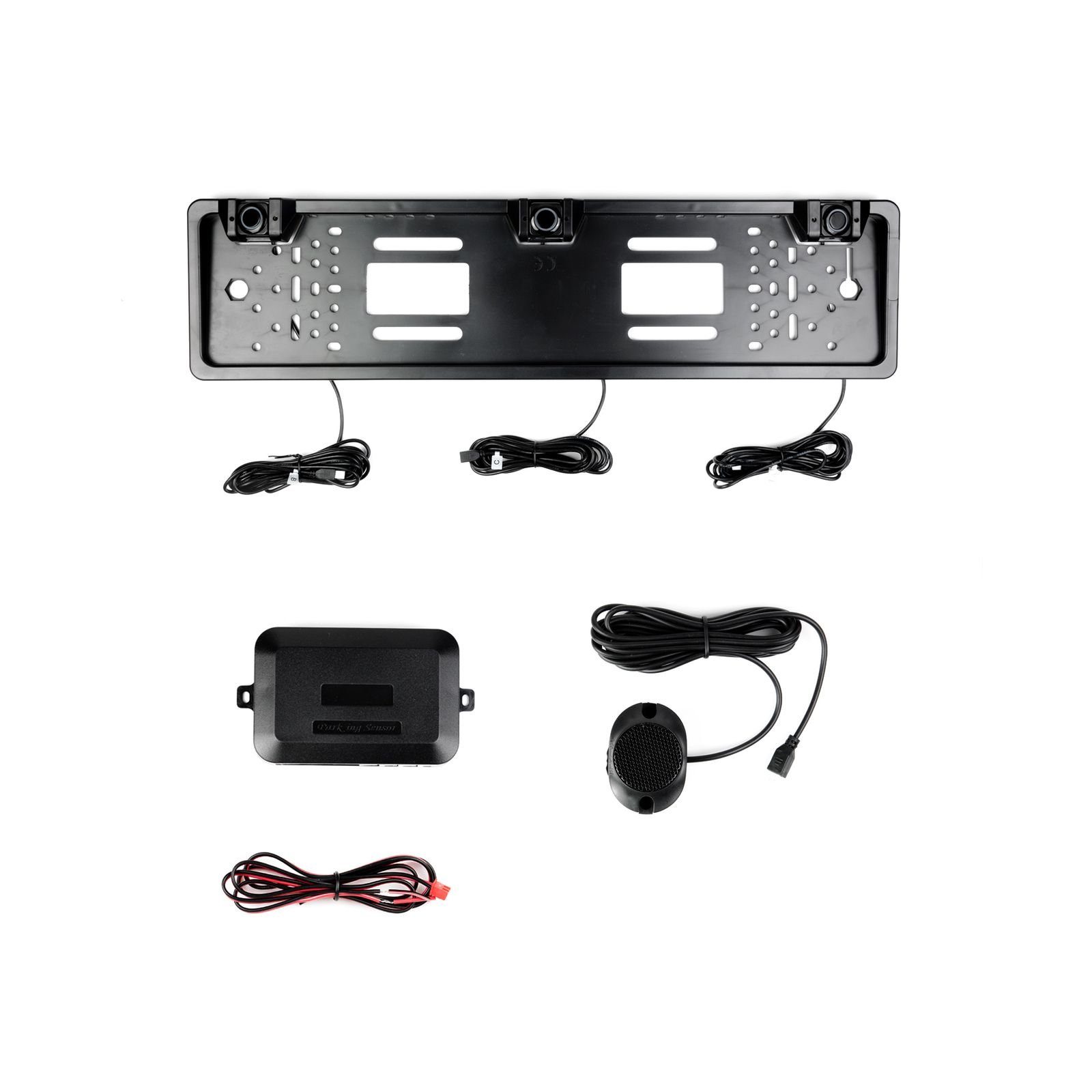 CARMATRIX CM-616 Rückfahrkamera (Einparkhilfe Kennzeichenhalter im Nummernschild 3 Parksensoren PDC, für KFZ, Auto einstellbaren Ton, Rückfahrsystem zum Nachrüsten)