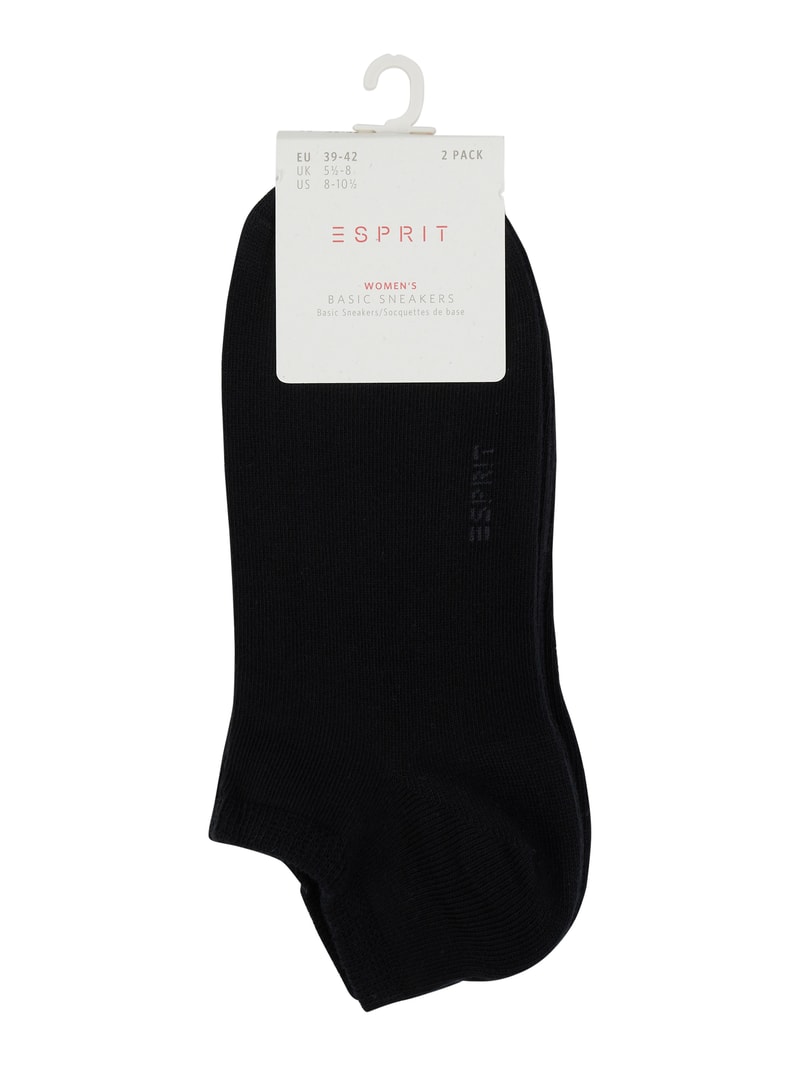 Sneakersocken mit Stretch-Anteil im 2er-Pack in schwarz