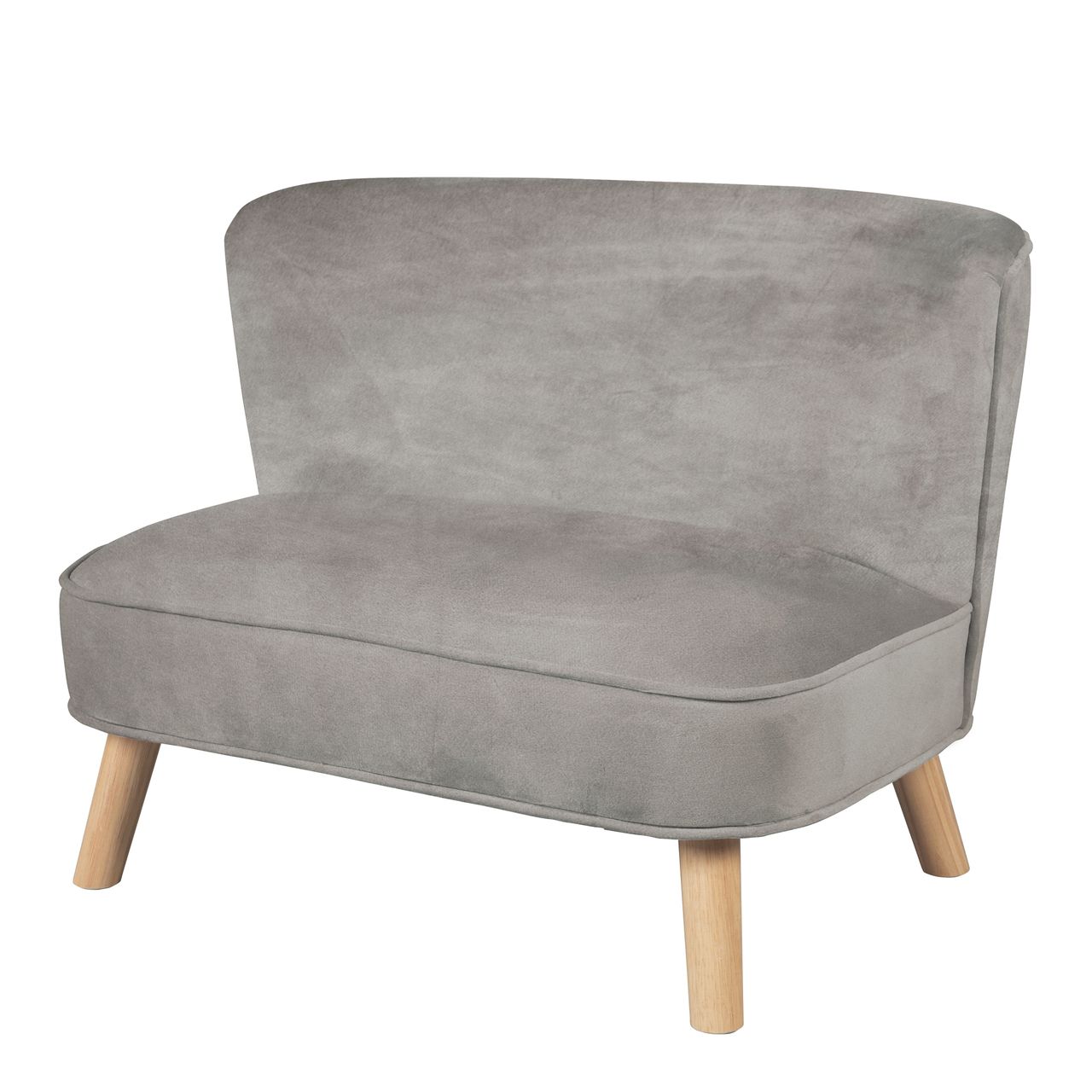 Roba Kindersofa „Lil Sofa“, bequeme Kindercouch, stabile Holzfüße, Samtstoff grau