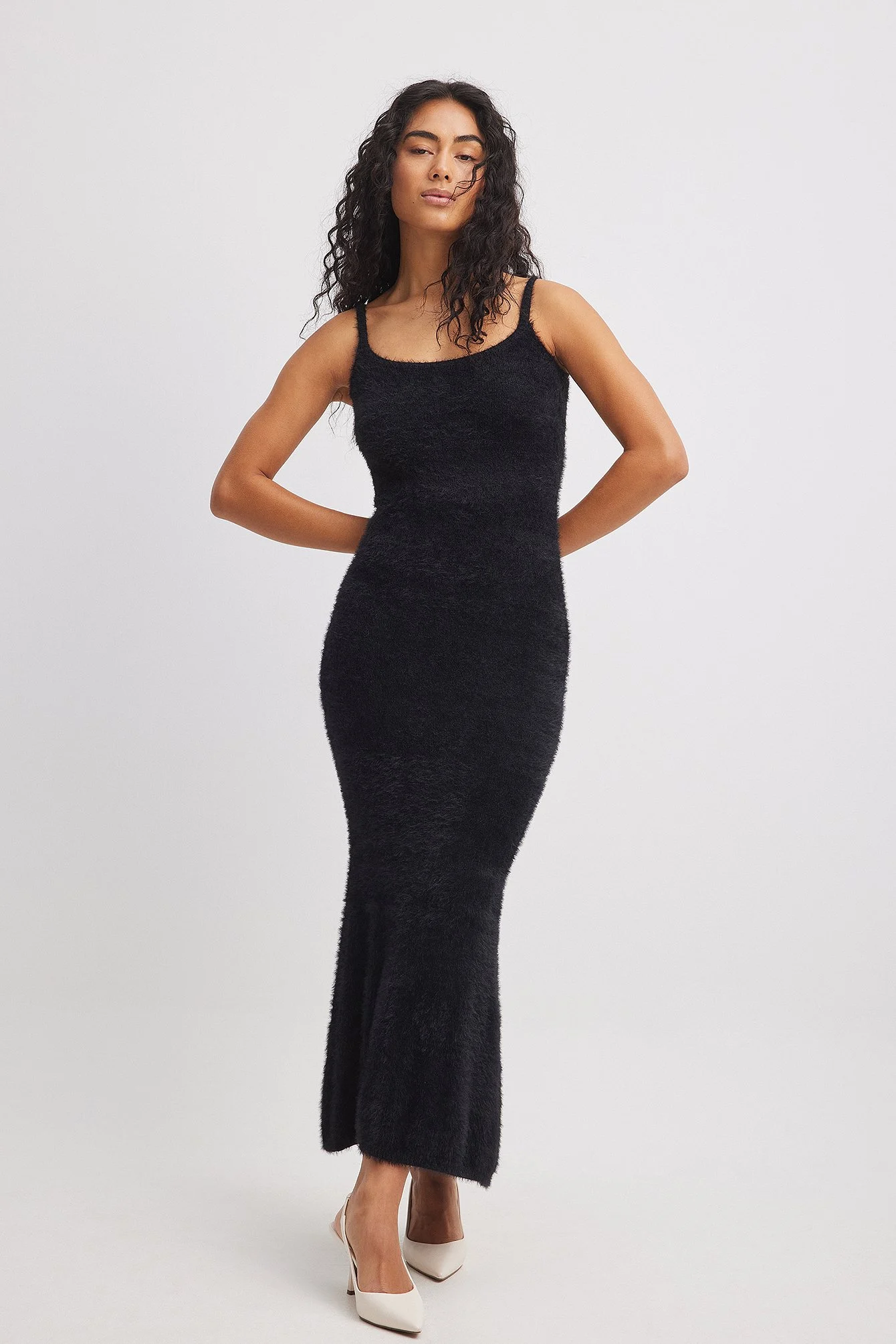 A-Linien-Midikleid aus flauschigem Strick