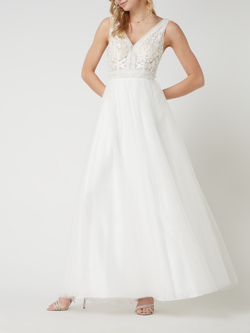 Brautkleid mit Häkelspitze in offwhite