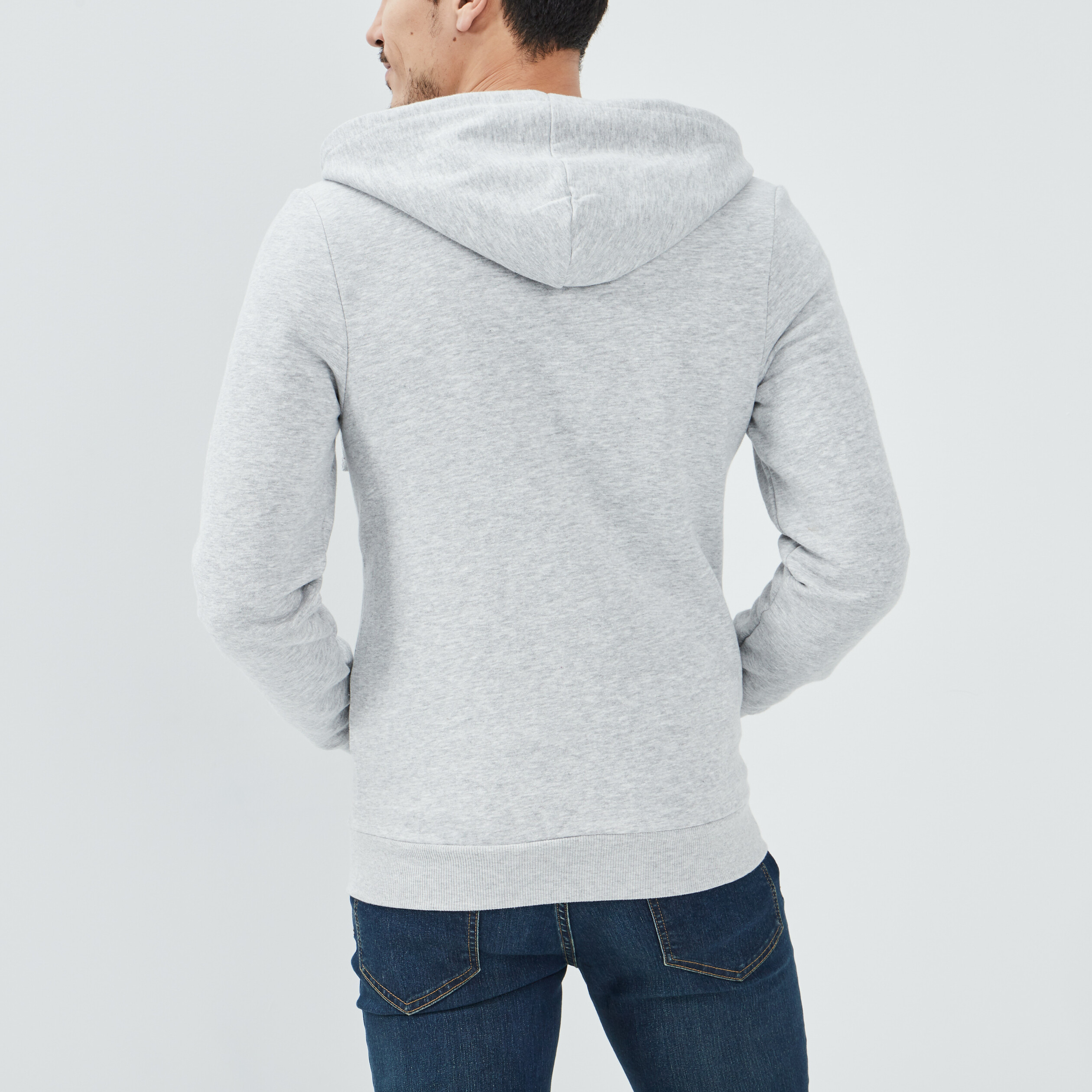 Sweat zippé molleton à capuche gris clair homme | La Halle