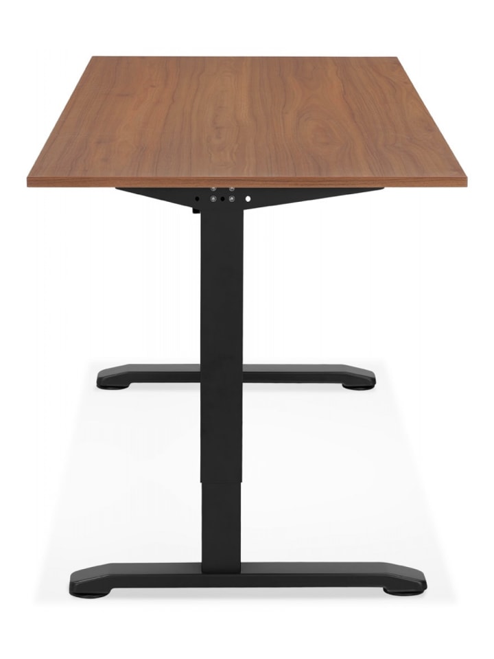 KADIMA DESIGN Höhenverstellbarer Schreibtisch aus Walnussholz | Industriell in Braun-Schwarz günstig kaufen