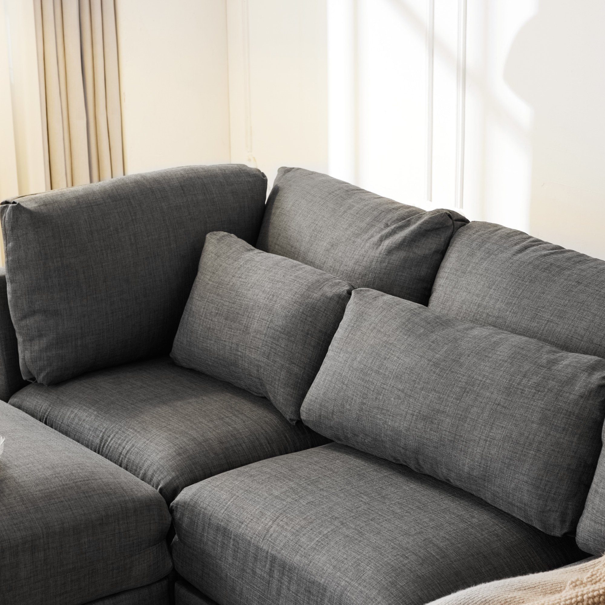 OKWISH Sofa Ecksofa Schlafsofa Wohnlandschaft, 3-Sitzer-Sofa, Wohnzimmersofa, Sofa mit Chaiselongue, mit Fußstütze