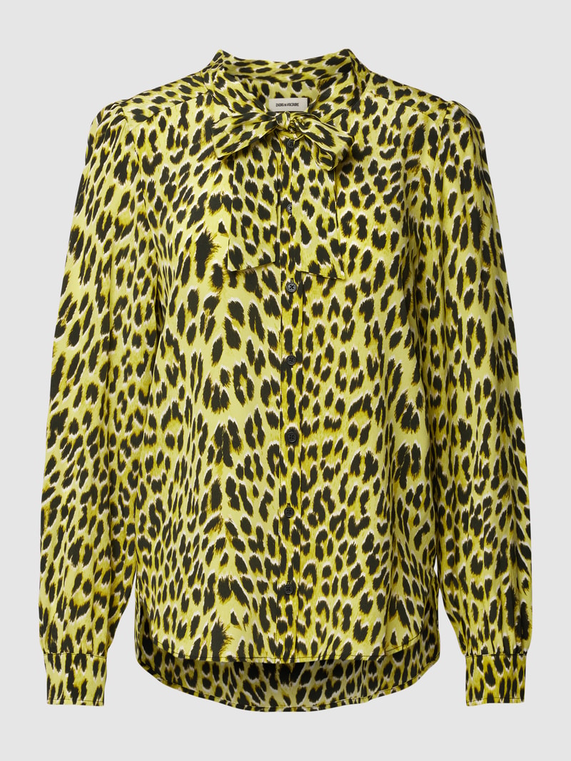 Bluse mit Animal-Print Modell 'TAOS' in neon gelb