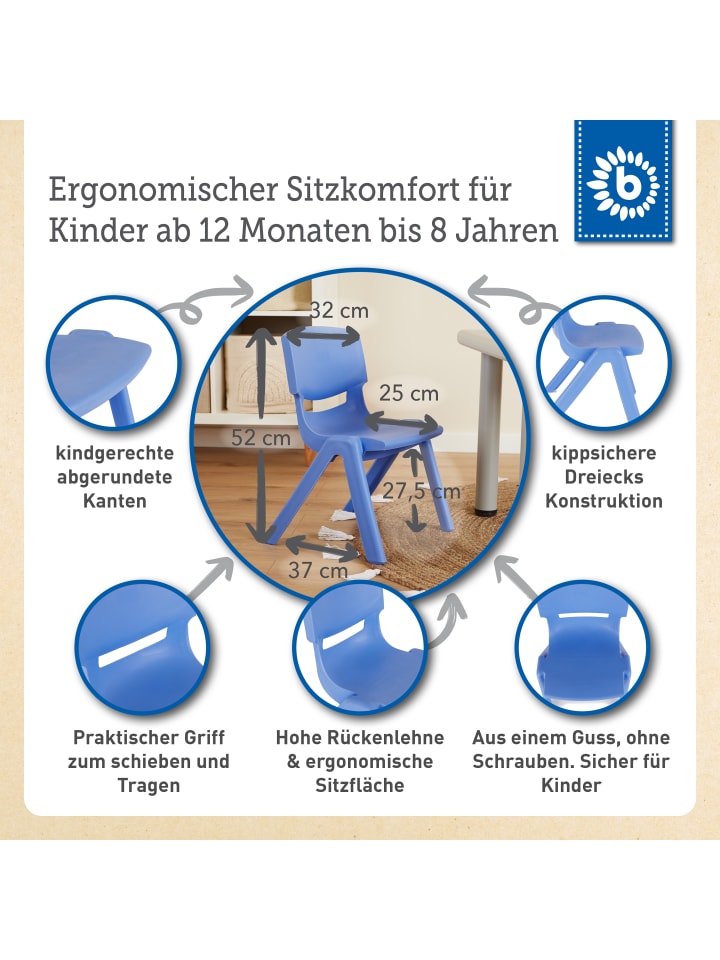 Bieco Spielwaren Kinderstuhl bis 80 kg belastbar in Blau günstig kaufen onesize