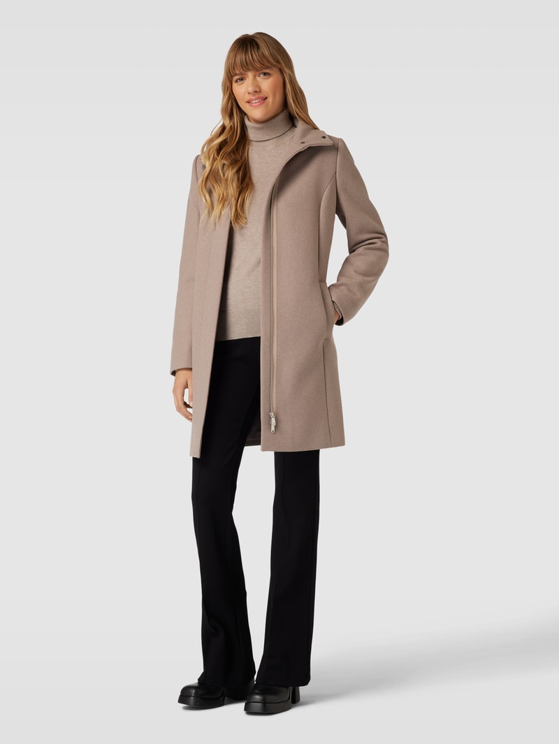 Mantel mit Stehkragen in taupe