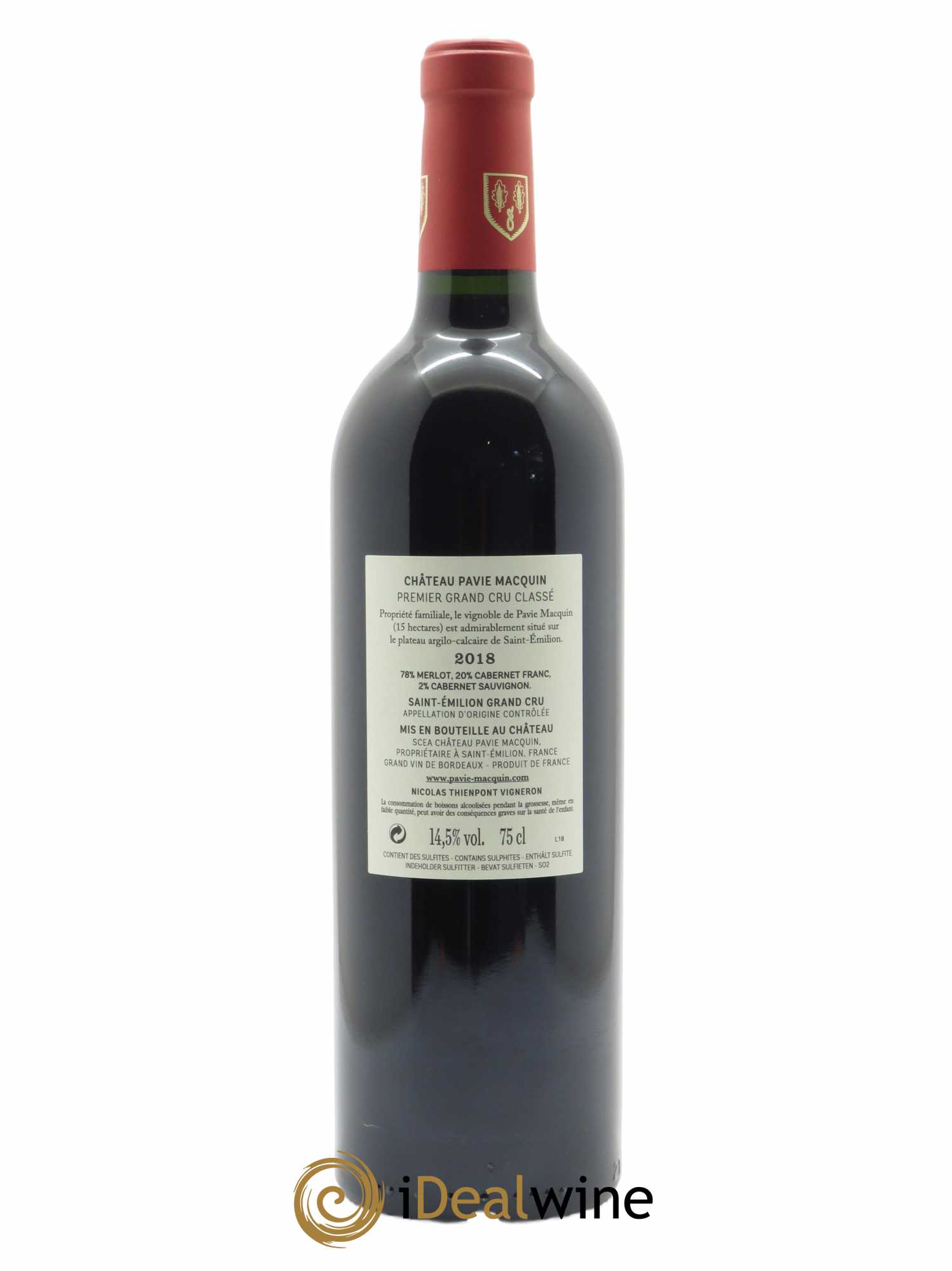 Château Pavie Macquin 1er Grand Cru Classé B  2018 - Lot de 1 Bouteille