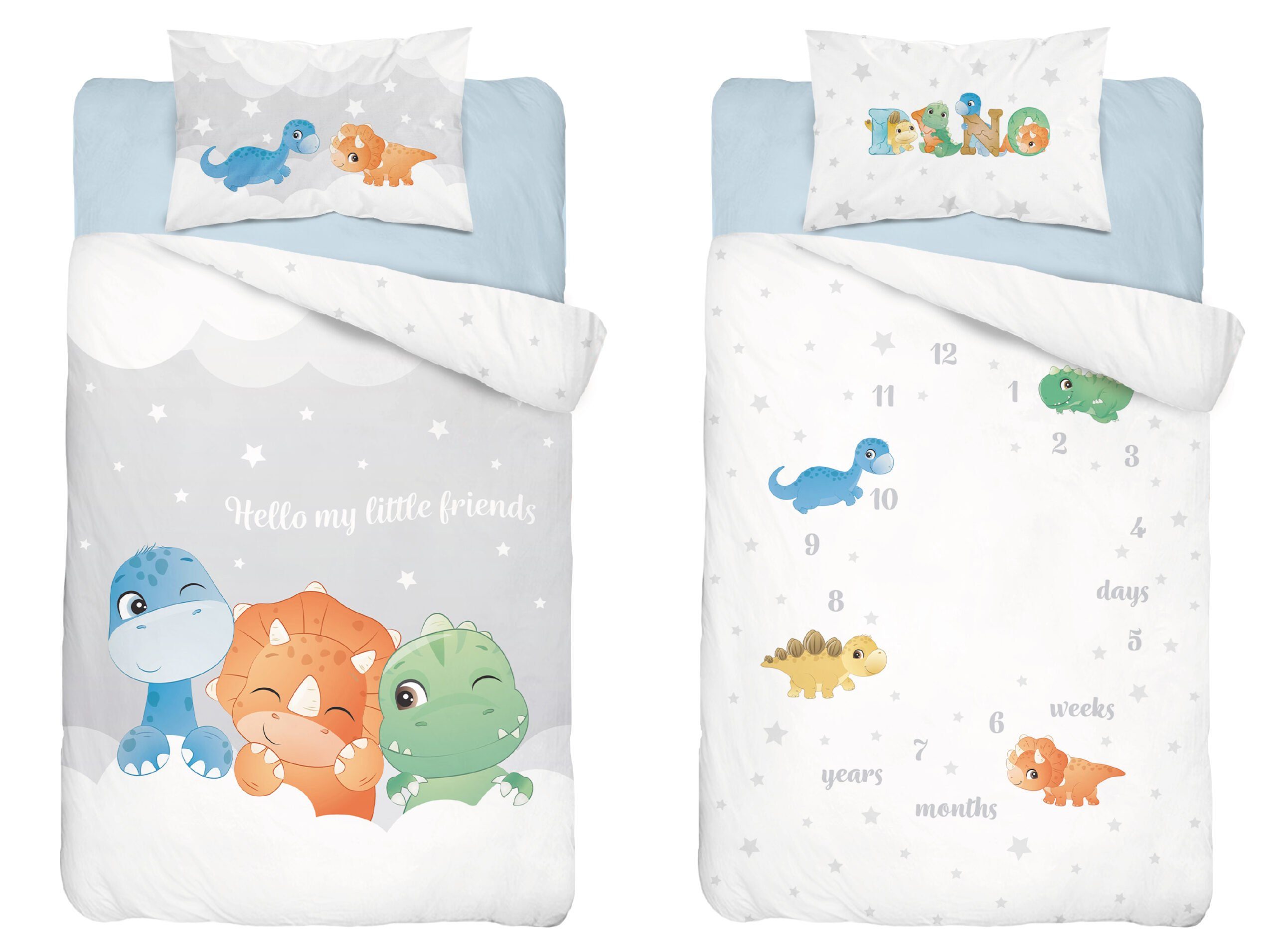 Babybettwäsche Set Dino 100% Baumwolle Größe: 100x135 cm, 40x60 cm, Häßler Homefashion, Baumwolle