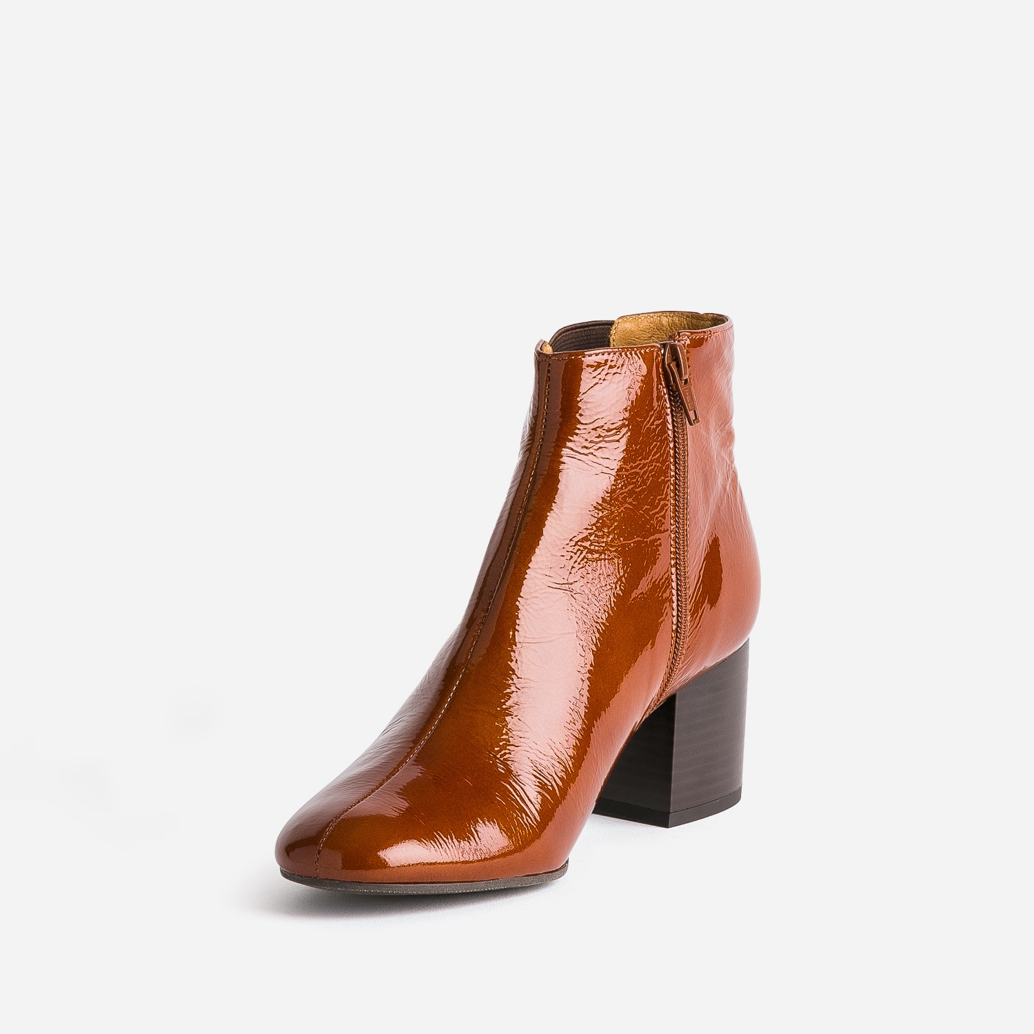 Chelsea boots à talon ERAM FLEX cognac en cuir verni