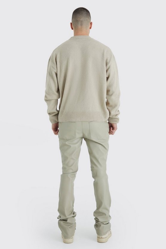 Tall Skinny PU-Hose mit Applikation