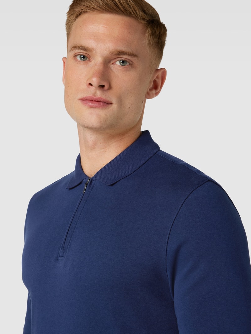 Poloshirt mit kurzerm Reißverschluss in dunkelblau