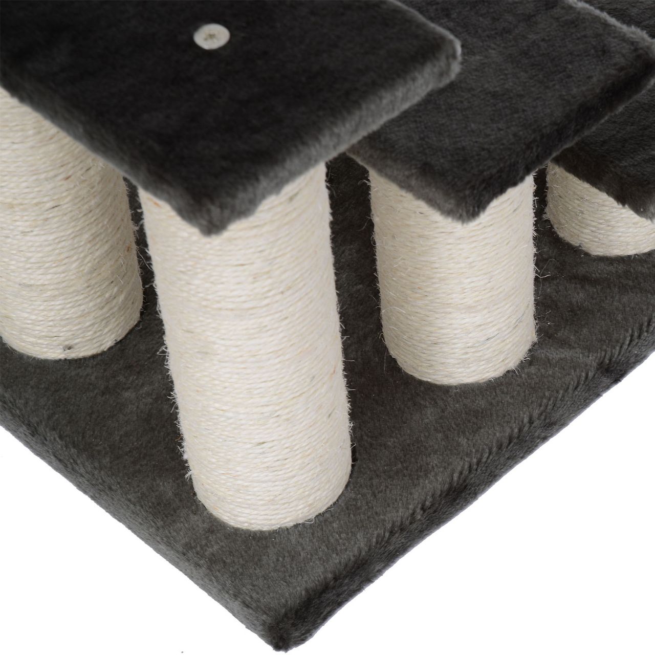 PawHut Tiertreppe Katzentreppe 3 Stufen Hundetreppe Treppe für Katze und Hunde Plüsch Dunkelgrau 45 x 35 x 34 cm
