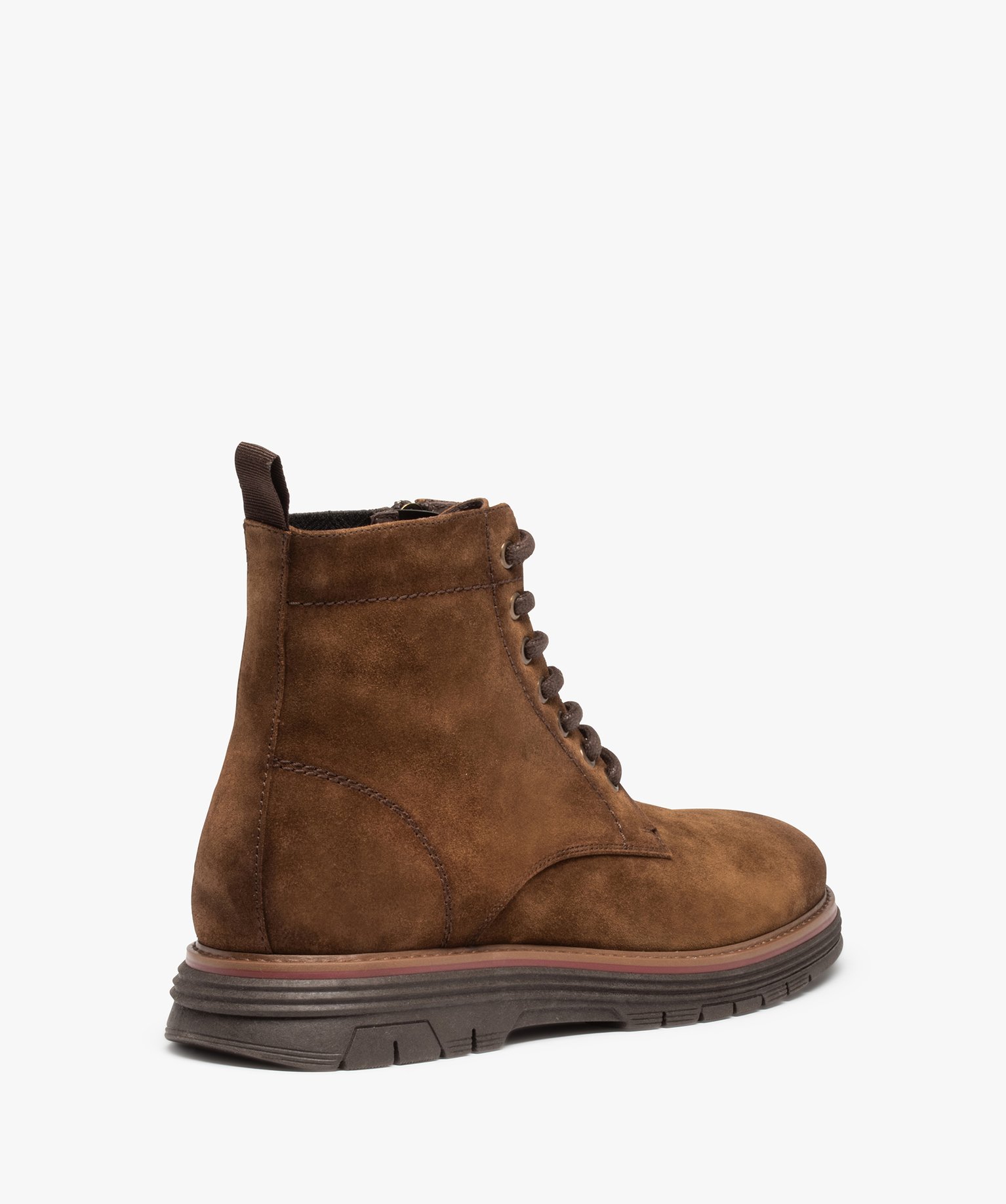 Boots homme unies dessus cuir à lacets - Tanéo marron | GEMO