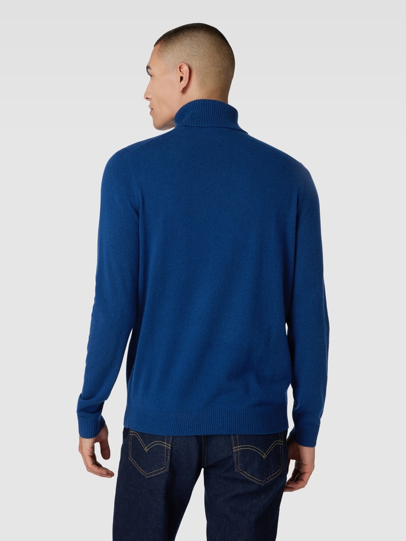 Strickpullover mit Rollkragen aus Kaschmir in marineblau meliert