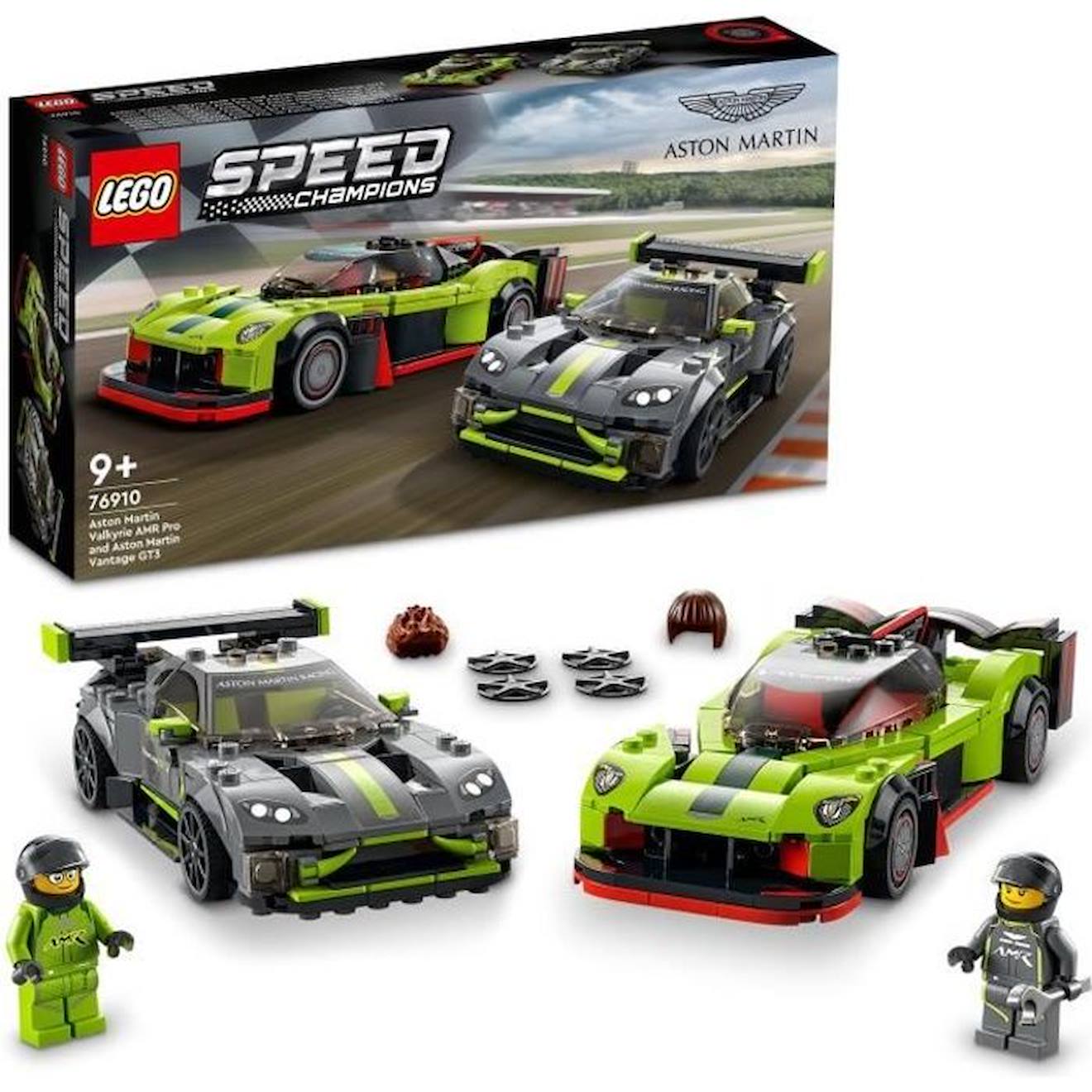 LEGO® 76910 Speed Champions Aston Martin Valkyrie AMR Pro & Vantage GT3, 2 Modèles de Voitures de Course, Jouet Pour Enfants vert