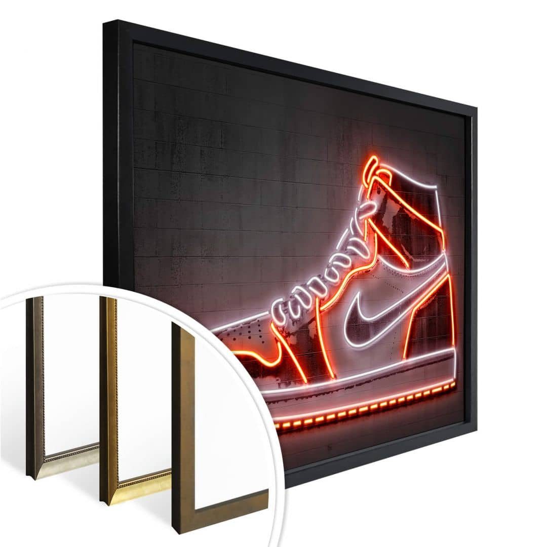 K&L Wall Art Poster Poster Mielu Neon Streets Kult Nike Straßenkunst Sneaker, Wohnzimmer Wandbild modern