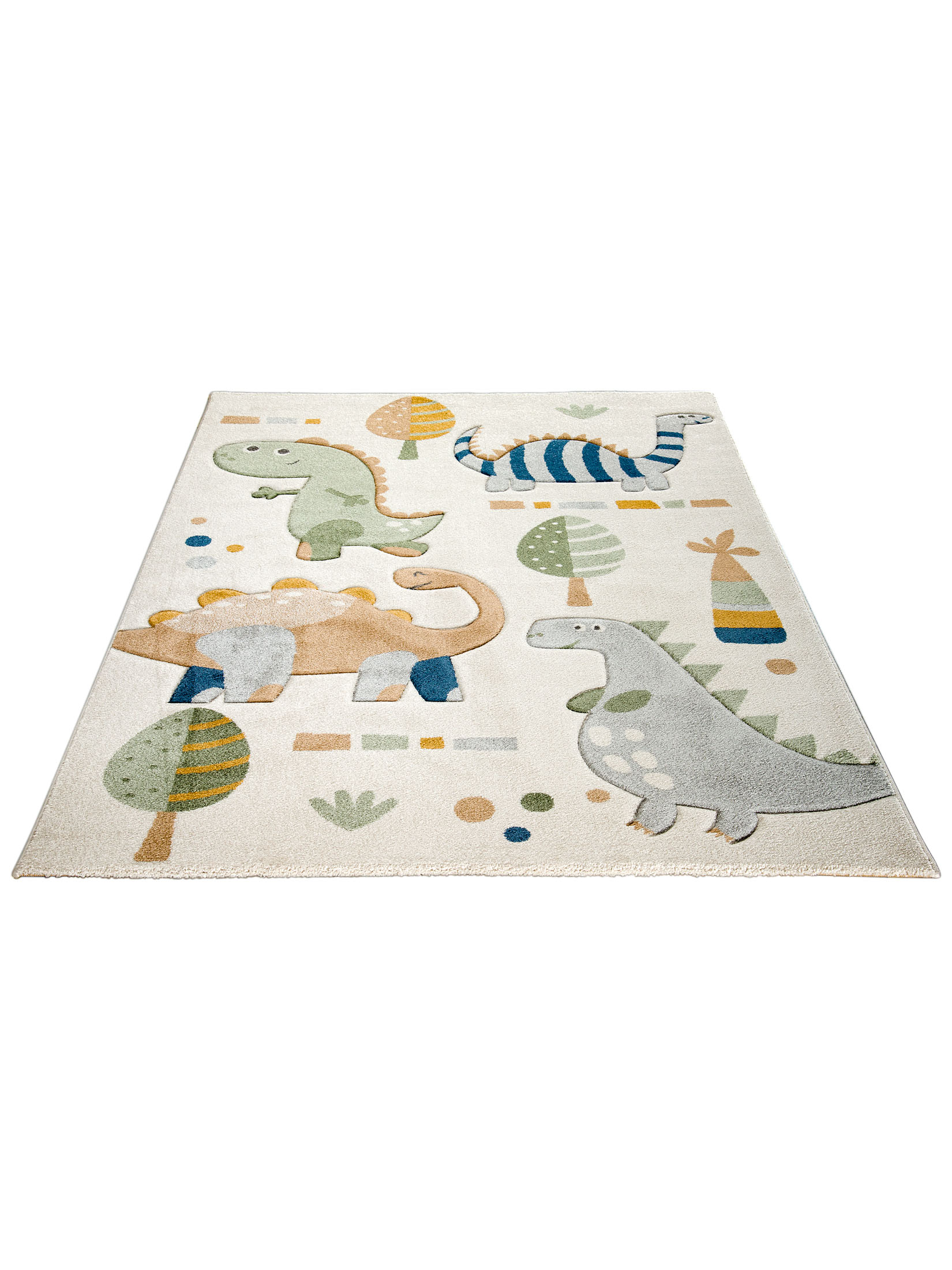 Dinoro Kinder-Teppich, Weiß/Grau