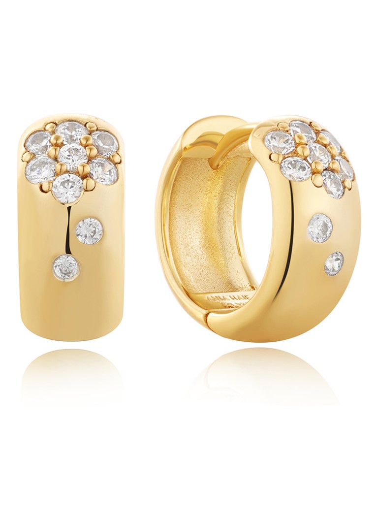 Orecchini a cerchio Ania Haie Sparkle Chubby Huggie, taglia S, con zirconi cubici
