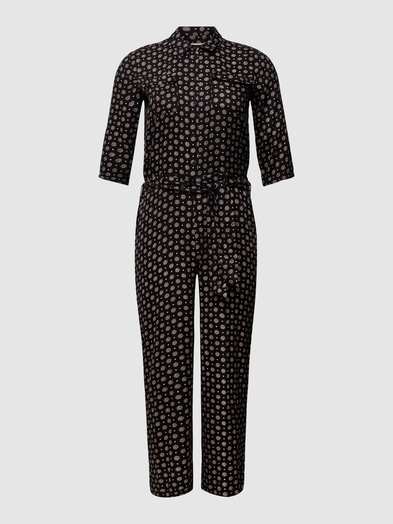 PLUS SIZE Jumpsuit mit Allover-Muster Modell 'Karutie' in schwarz