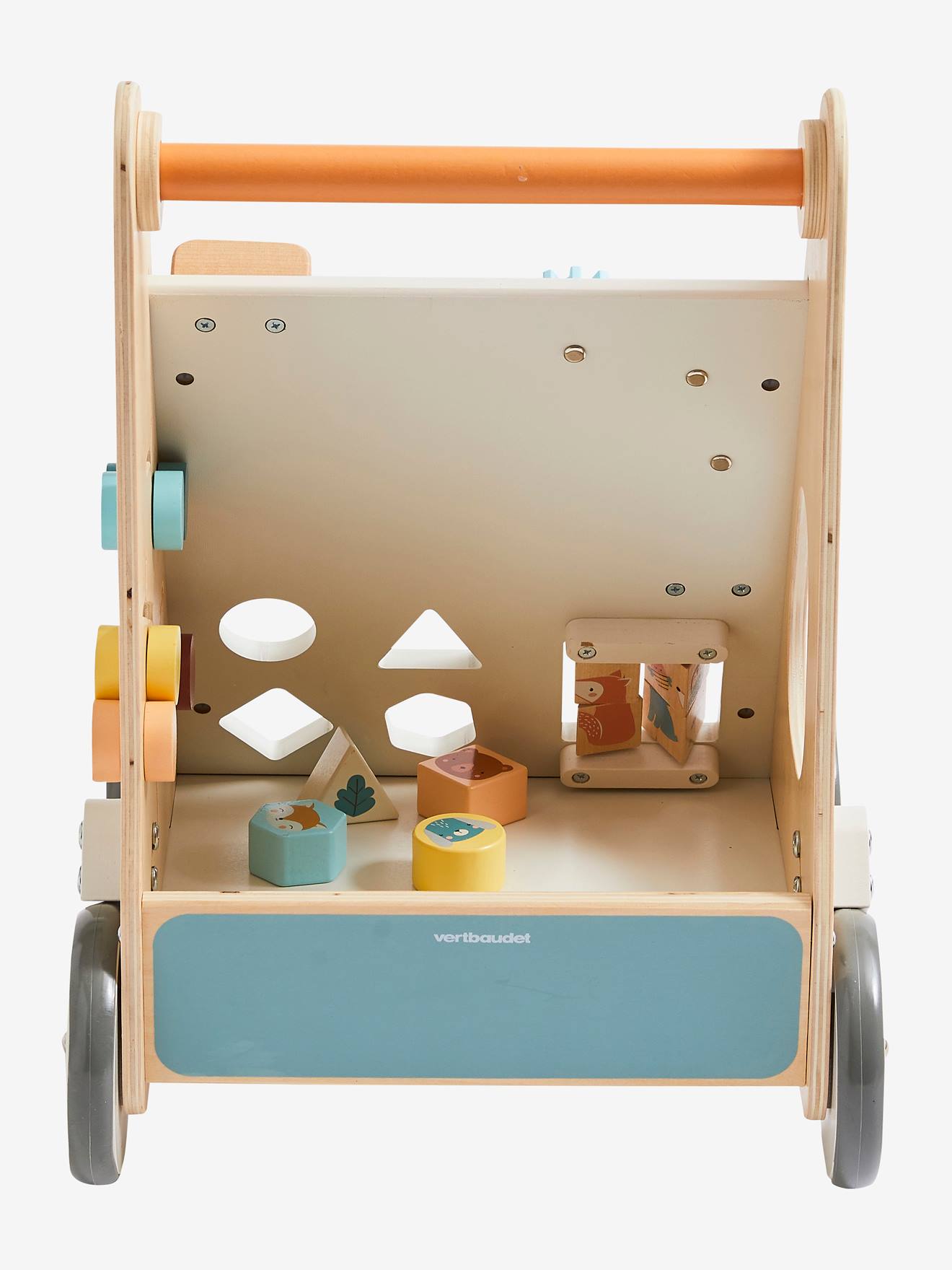 Vertbaudet Activity-Lauflernwagen mit Bremsen, Holz FSC - blau waldfreunde