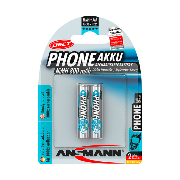 Telefon-Akku Dect NiMH, Micro AAA, 800 mAh, maxE
