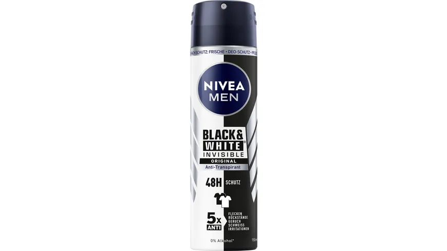 NIVEA MEN Deo Spray Black+White Invisible Original Anti-Transpirant 150 ml