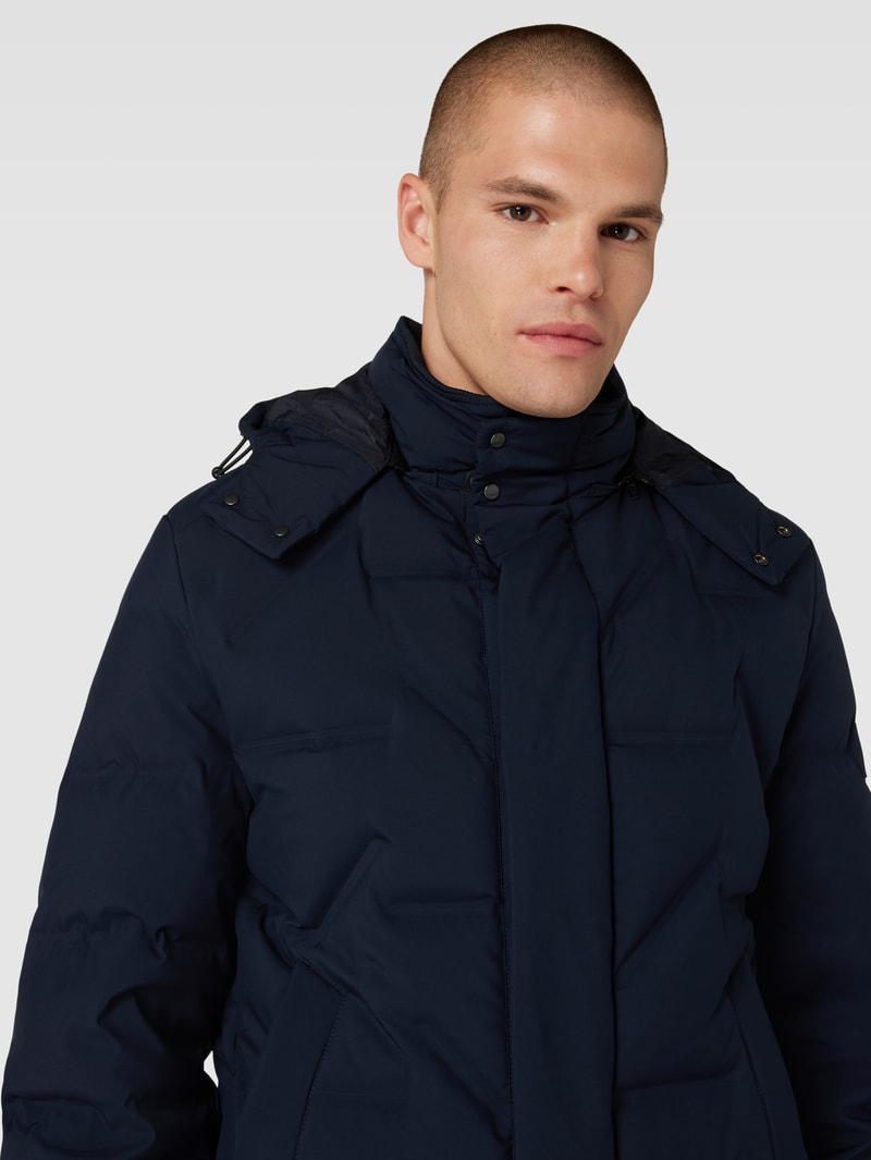 Steppjacke mit abnehmbarer Kapuze in marineblau