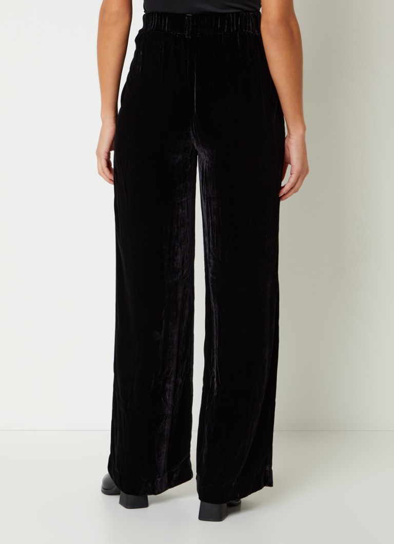 Bella Dahl high-waist wide-fit velvet trousers with pleat detail