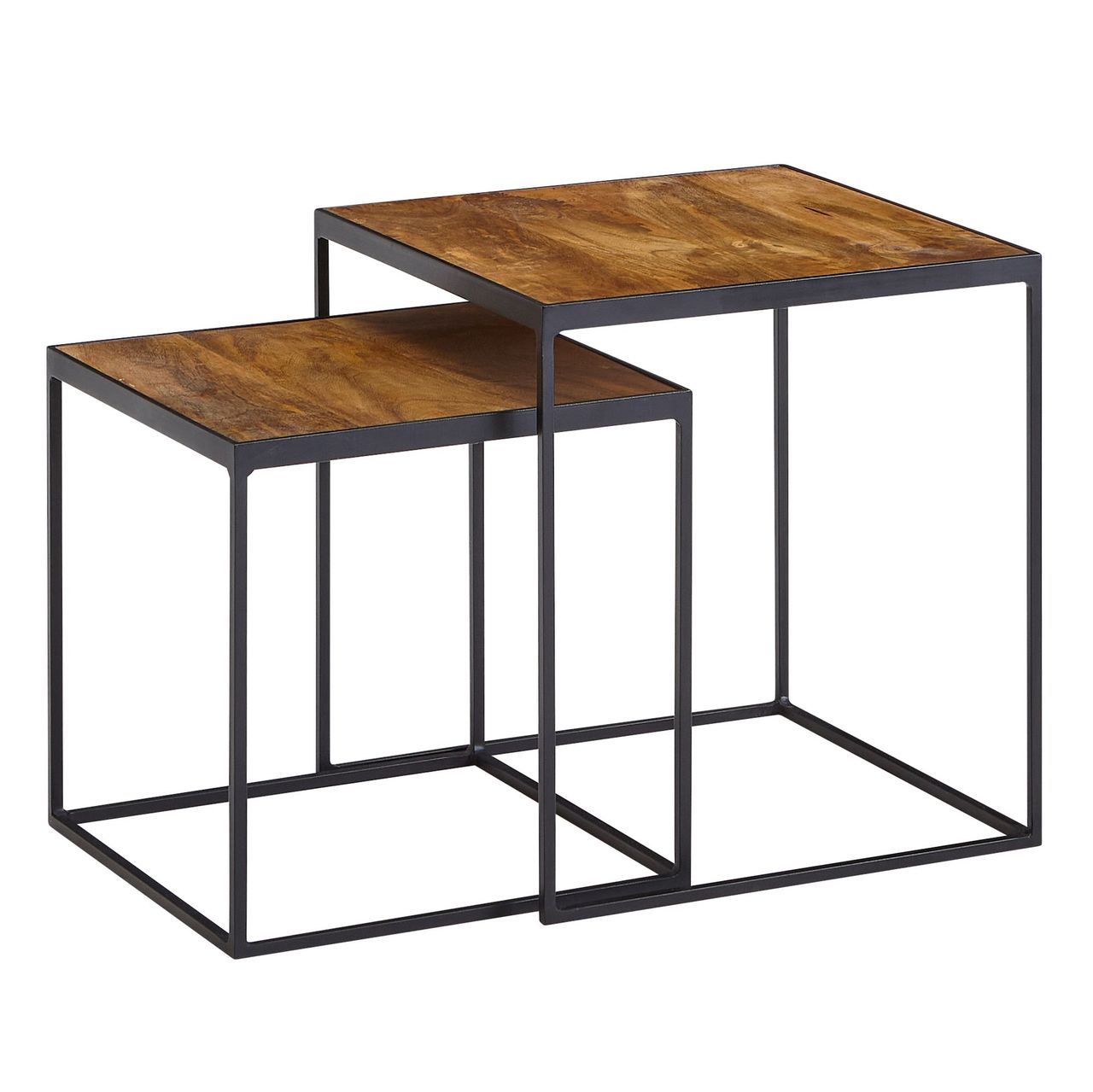 Skyport WOHNLING Beistelltisch Massivholz Satztisch 2 teilig Couchtisch Tisch Set Eckig