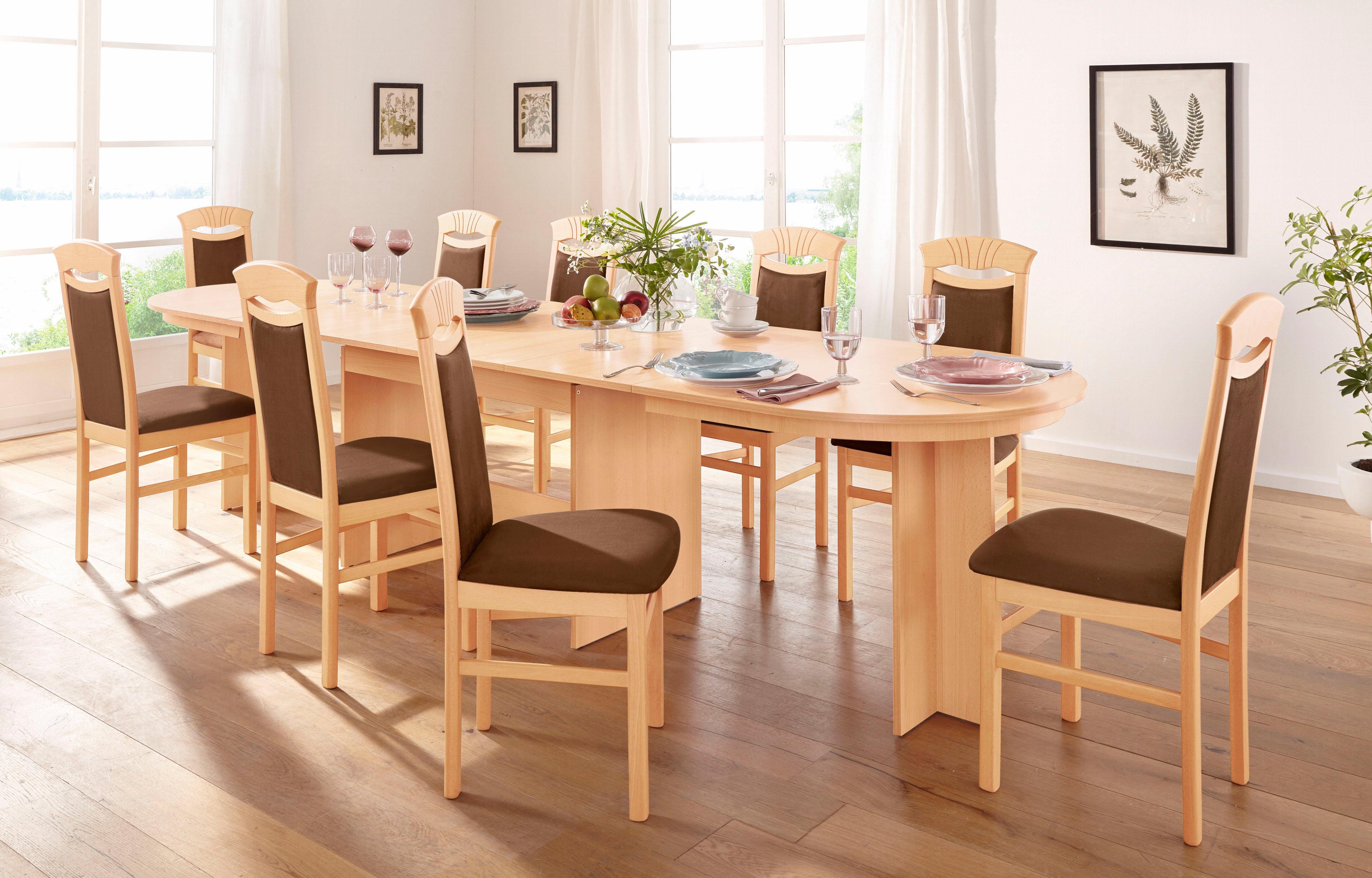 Home affaire 4-Fußstuhl Franz (Set, 2 St), strapazierfähige Microfaser, Gestell Buche natur oder weiß lackiert