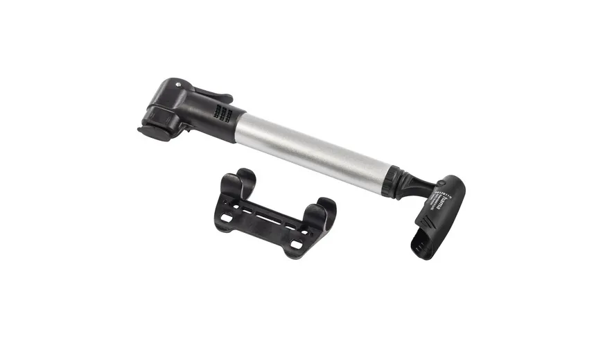 Hama Fahrrad-Mini-Luftpumpe, Schwarz Schwarz, Silber