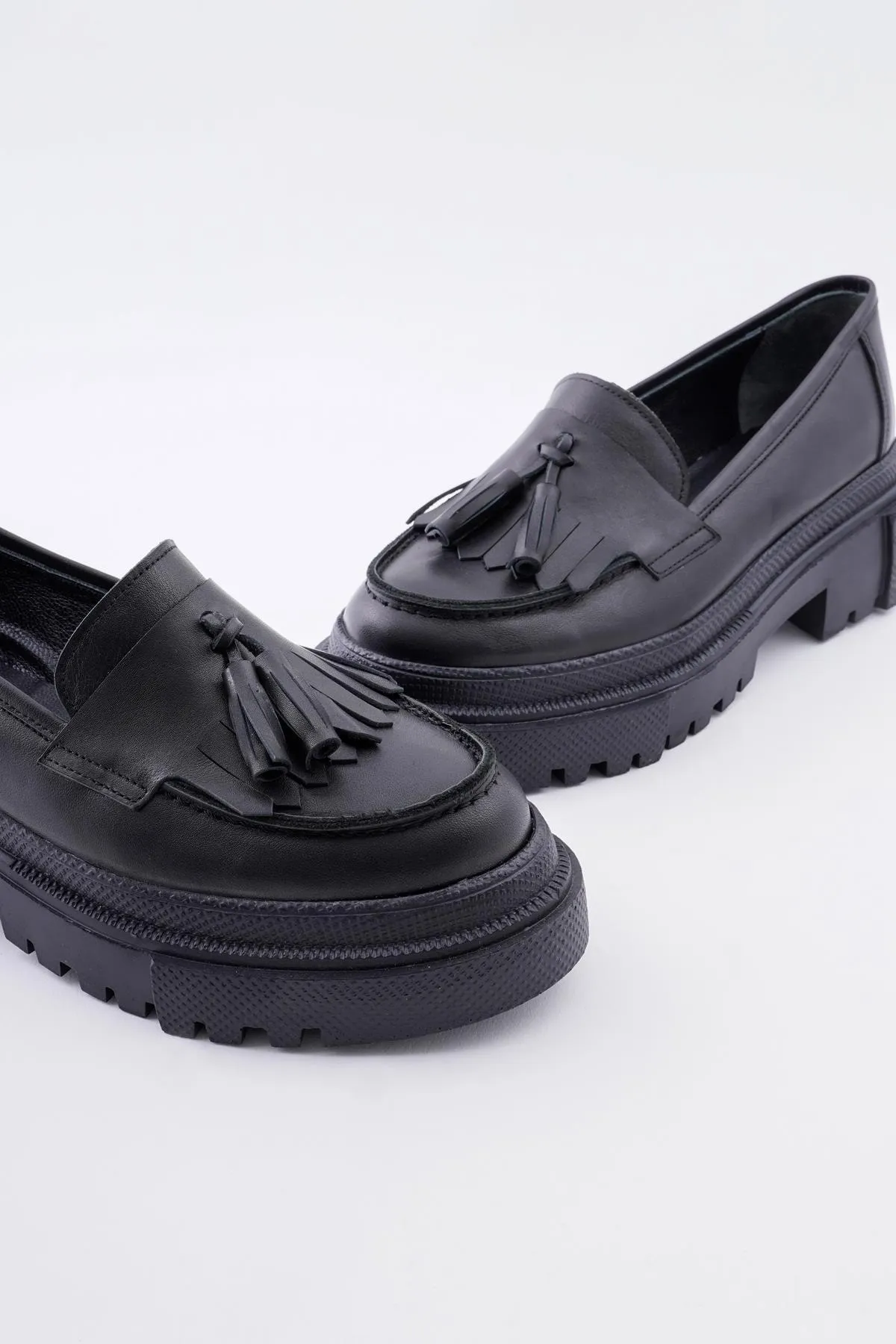 CZ London  Echtes Leder Damen Tassel Loafer Schuhe Dicke Sohle Täglich