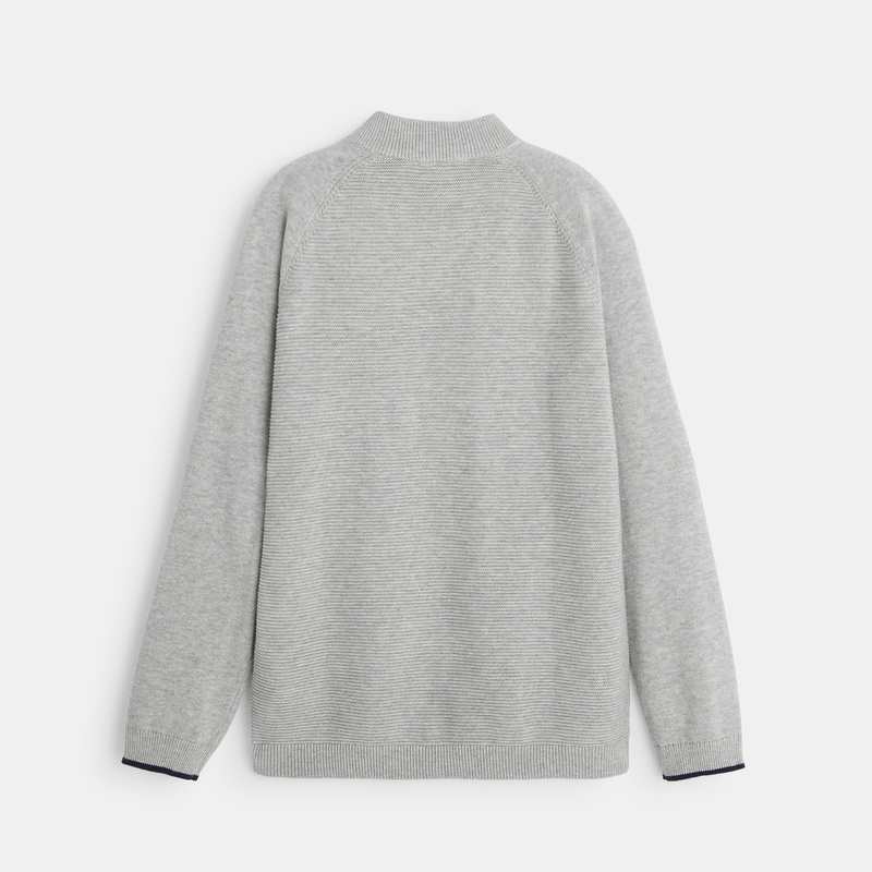 Gilet teddy zippé en maille fine gris garçon