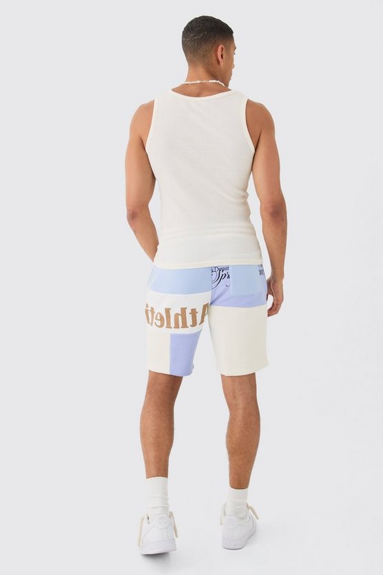 Lockere Patchwork Jersey-Shorts mit Print