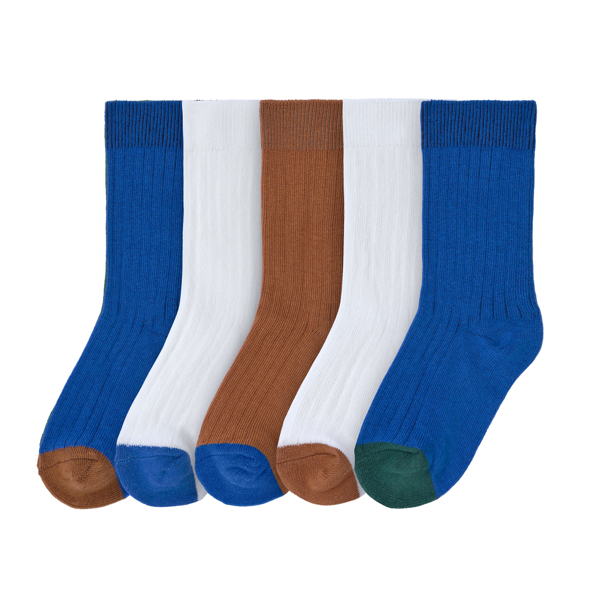 Kinder Socken 5er Set - Little Gang, Blau Weiß Karamell