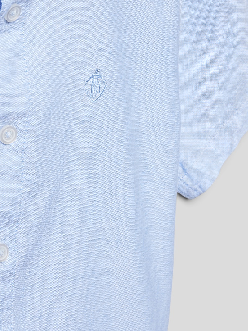 Hemd aus reiner Baumwolle mit Label-Stitching in blau