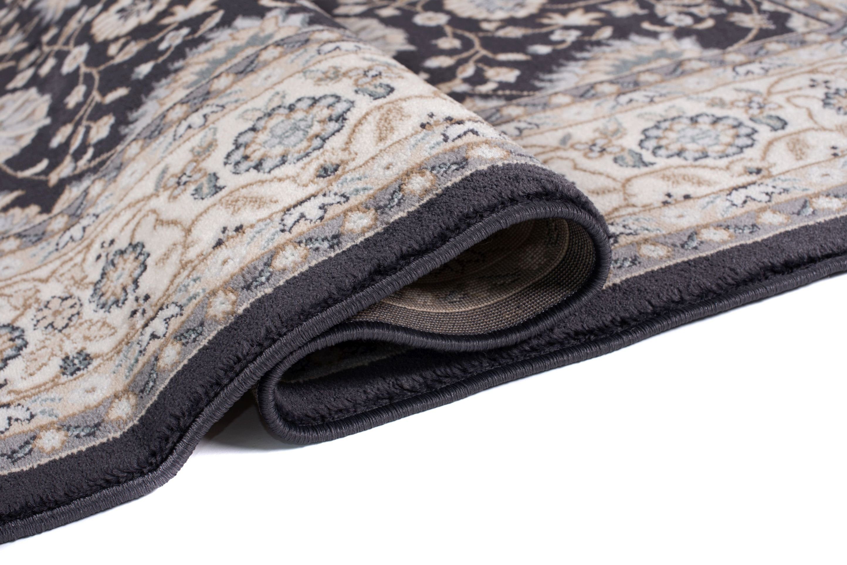 Orientteppich Oriente Teppich - Traditioneller Teppich Orient Schwarz Grau, Mazovia, 60 x 100 cm, Geeignet für Fußbodenheizung, Pflegeleicht, Wohnzimmerteppich