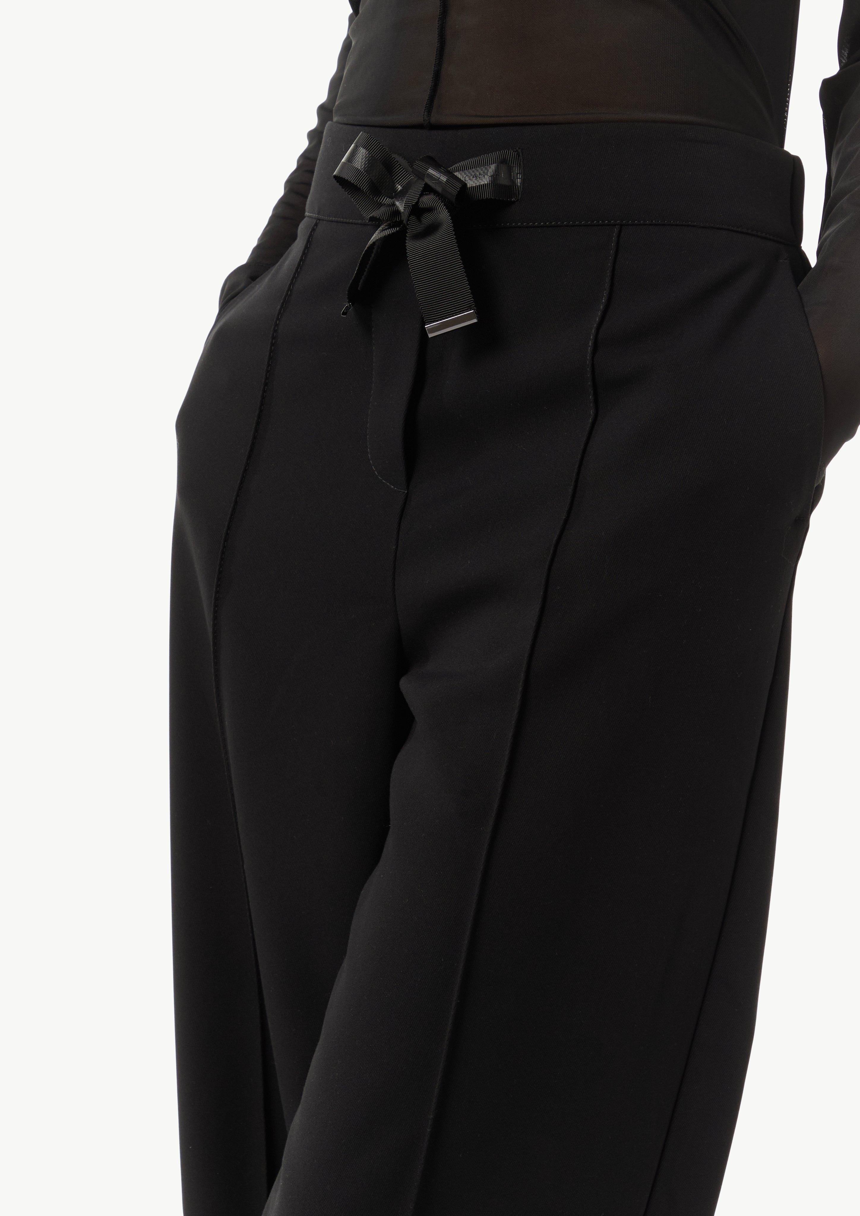 Elegante Stoffhose mit Bindeband - schwarz